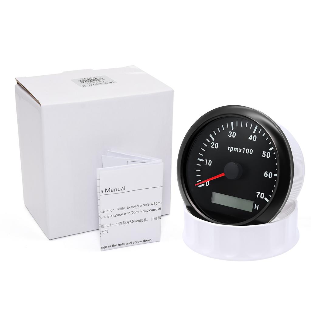 AD 85MM Auto Tachometer Red Pointer 7000 RPM Tacho Meter with LED 7Colorlight Diesel Engined Car Meter SENSOR For 1-12 Cylinders