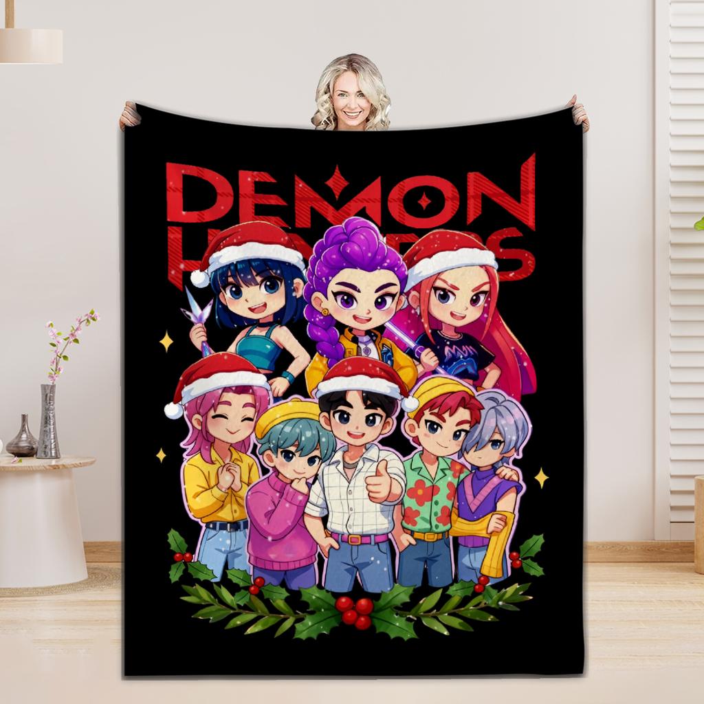 Christmas Blanket KPOP Soft Flannel Blanket Coach Bedroom Sofa Blankets D-Demon-Hunters Blankets All Seasons Home Decorations