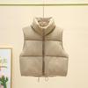Moda invernale caldo gilet con cerniera Parka donna moda strada colletto alla coreana gilet senza maniche con cerniera cappotto parka in cotone da donna