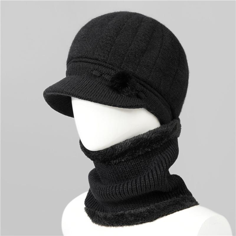 Day Mom Hat Fleece Knitted Thermal Hat Grandma Rabbit Wool Hat Old Man Duck Tongue Cotton Hat