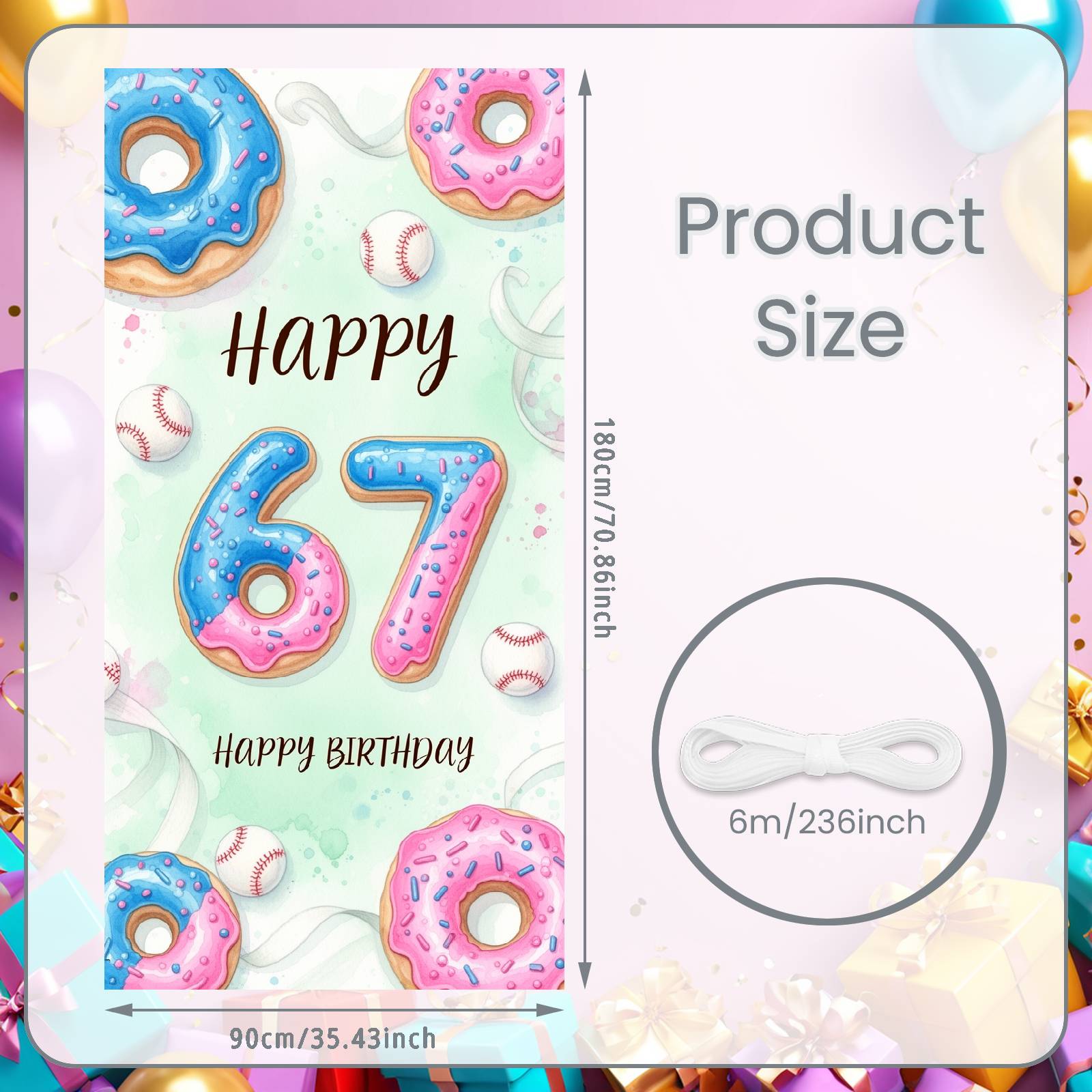

Happy 67 Birthday Banner Sprinkle Detail 67th Birthday Banner 67th Birthday Display Blue-Pink Bicolor For Sports Lover