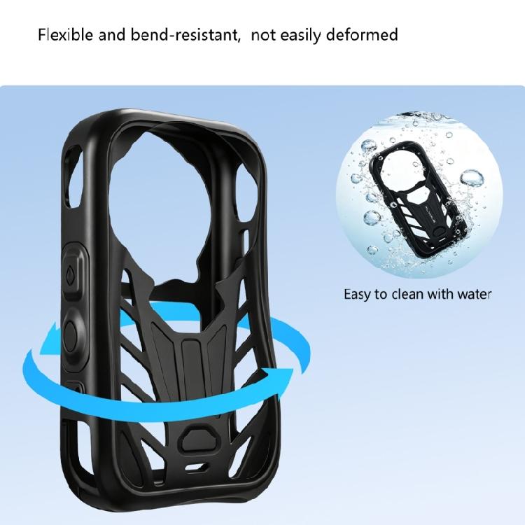 Black Silicone Body Case for X6 Action Camera, Flexible Open-Frame Cover for Everyday Handling, Control Access and Storage