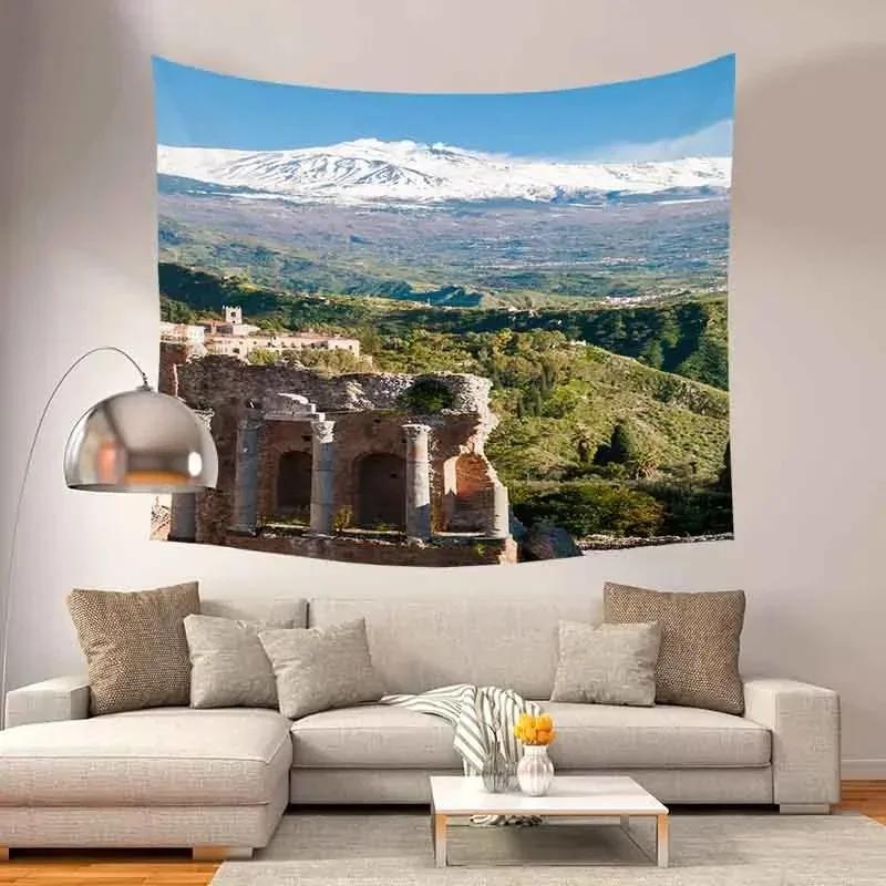 Architectural Relics Landscape Tapestry Office Living Room Decoration Home Wall Tapestry