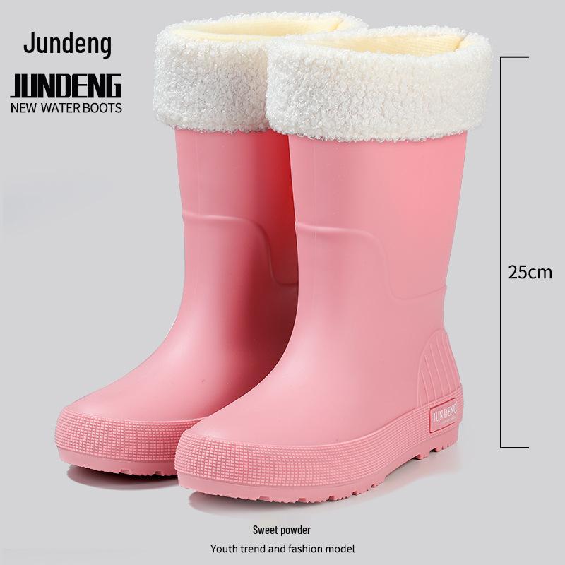 Women's Mid-Calf Waterproof Fashion Rain Boots - Non-slip, Wear-resistant, Solid Color Outdoor Water Shoes