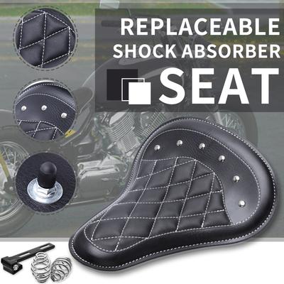 1 SET Motorrad Retro Leder Solo Sitz + 3 "Feder Halterung für Harley Custom Chopper Sportster Bobber Honda Yamaha