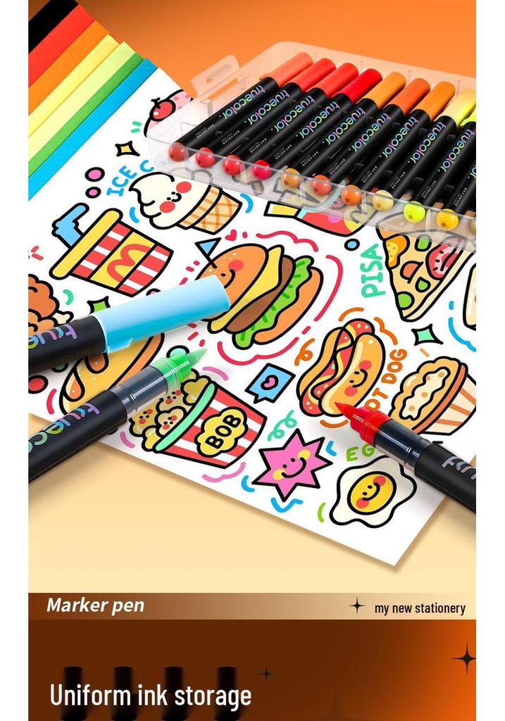 True Color Soft Tip Acrylic Watercolor Marker Pen for Kids - Ideal for Art, Journaling, and Doodling