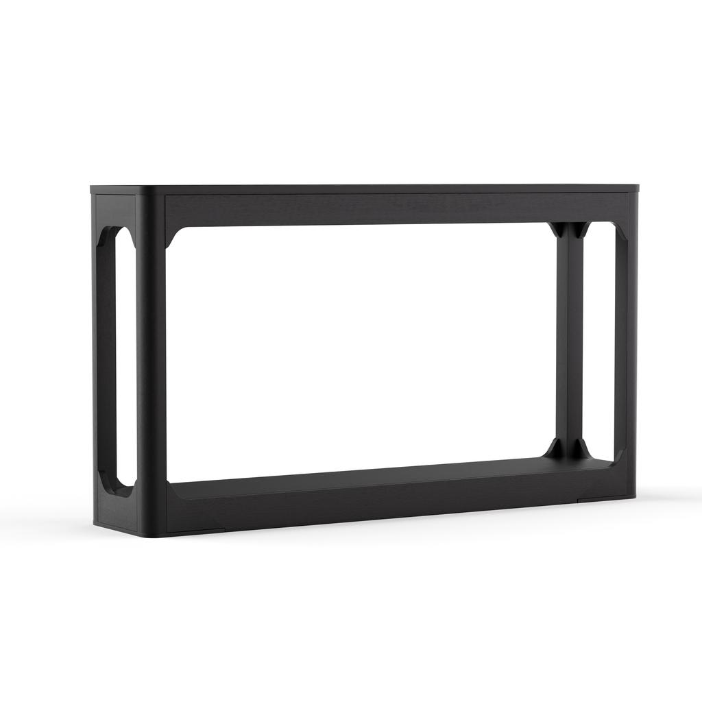 140cm Long, Curved Side Table with Storage, a Two-Tier Storage Table for Behind the Sofa, the Entrance Area, the Hallway and the Foyer. Black