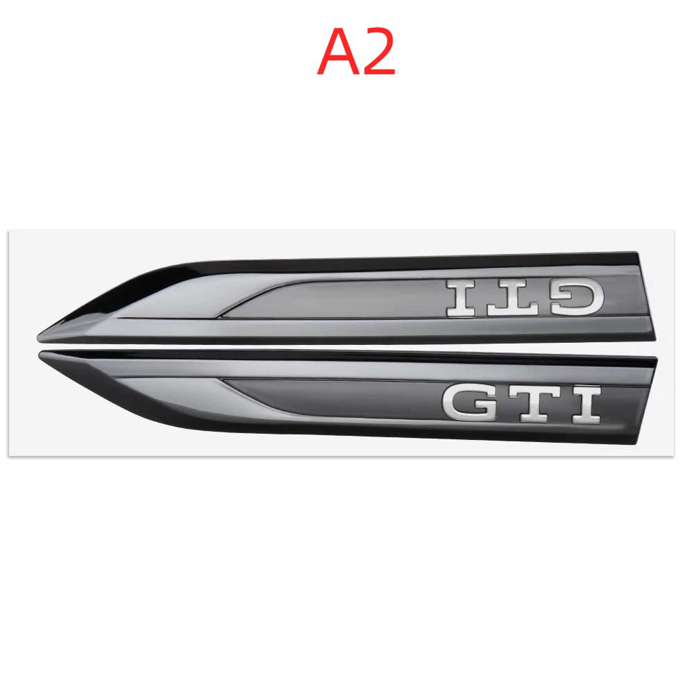 2PCS NEW Car ABS GTI GTD Badge Fender Side Blade Emblem Sticker Auto Side Body Fender Stickers Decal Decorate Accessories For VW