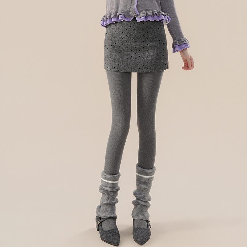 Ao Han Women's Grey Vertical Stripe Leggings for Autumn/Winter - Thick, Velvet-Lined, Hip-Lifting, Abdomen-Slimming Pantyhose