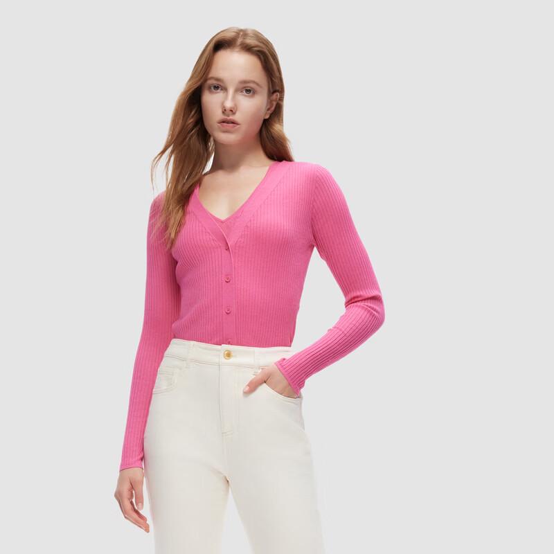 ELLASSAY Women s Elegant V-Neck Knit Cardigan EWW343M00700 XS