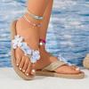Fashion 2025 Fashion Flower Decor Flip Flops Women Summer Vacation Non Slip Beach Slippers Woman Lightweight Flat Heel Sandals 36-42
