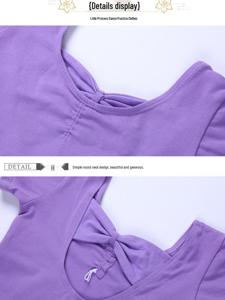 Girls' Backless Short Sleeve Ballet Leotard Dress
