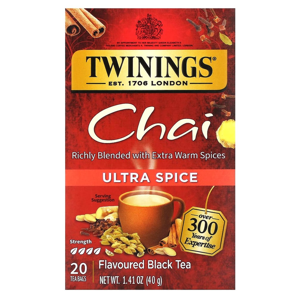 iHerb Twinings Ultra Spice Chai Flavored Black Tea Bags, 20 Count, 40g (1.41oz)