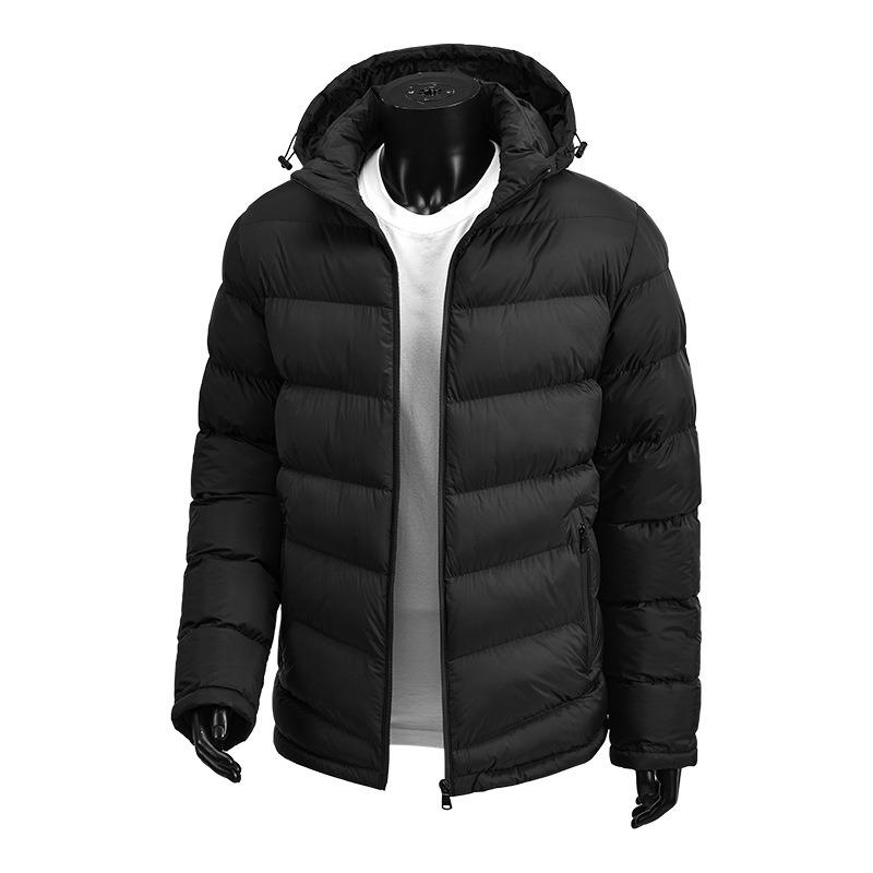 European Size Padded Coat Men's Winter New Solid Color Loose Hooded Padded Jacket Casual Padded Jacket Men's Coat