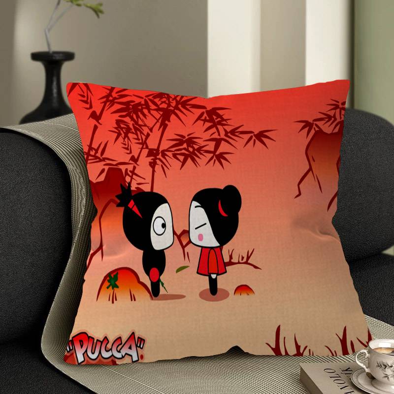 Cute Cartoon Pucca Garu Pillow Anime Pillow Sofa Bed Head Pillow Cover Cushion Cover 45x45 cm Fashion
