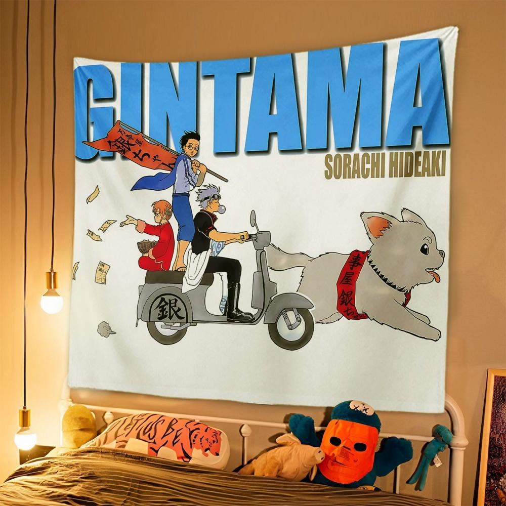 1pc Japanese Anime Tapestry GINTAMA Background Cloth Student Dormitory Bedside Bedroom Decoration Hanging Rental House Tapestry