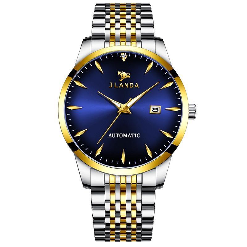 Automatic Self-Wind Men's Watch Luxury Business Dress Watches with Date Display Steel Bracelet Waterproof Luminous Hands