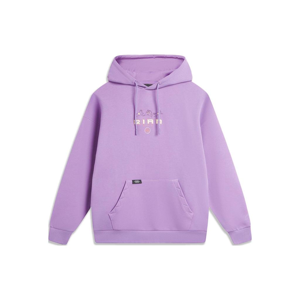 Li Ning Sports Lifestyle Series Daqian World Co-Branding Series Letter Animal Pattern Hoodie Unisex Hoodie Light-Purple AWDTE21-3