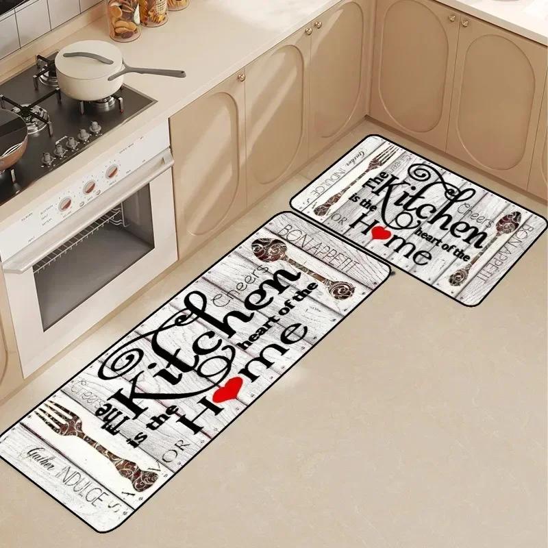 Kitchen Waterproof Carpet Pvc Leather Non-Slip Oil-Proof Floor Mat Home Decoration Rug Kitchenware Pattern Alfombra De Cocina