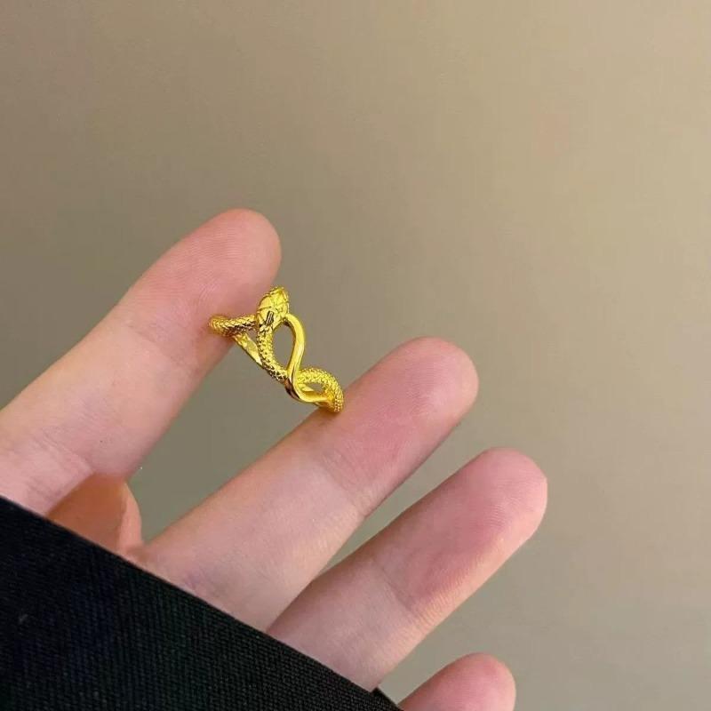 Snake Rings for Women Men Stainless Steel Gold Color Open Adjustable Ring Vintage Gothic Aesthetic Jewelry