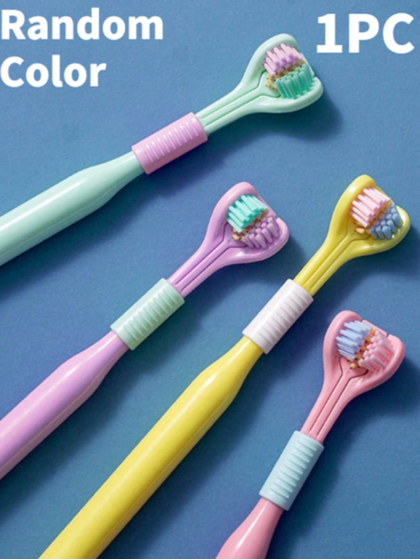 

Multi Functional and Novel Color Three Sided Toothbrush with Soft Bristles for Adults to Scrape Tongue Coating, Three Headed