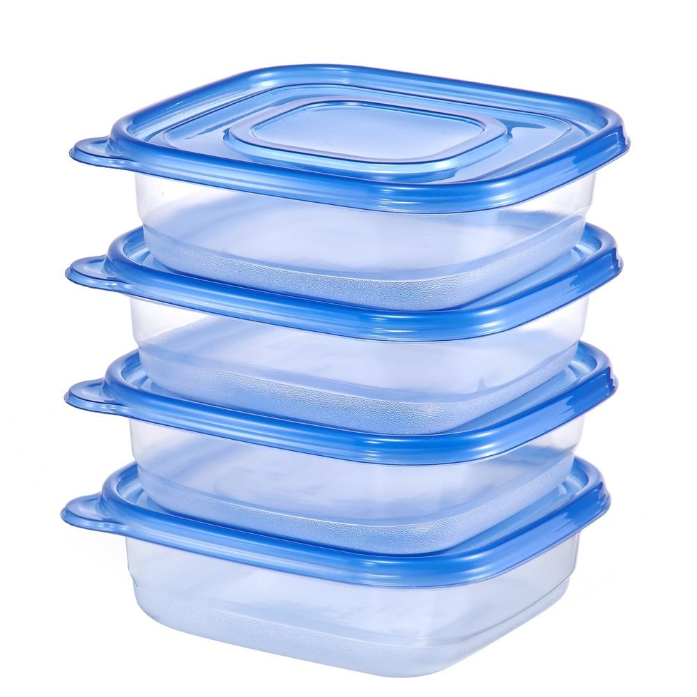 3 Pack Food Storage Containers Stackable BPA Free Plastic Square 0.9L Meal Prep Lunch Box Freezer Safe Kitchen Organizer