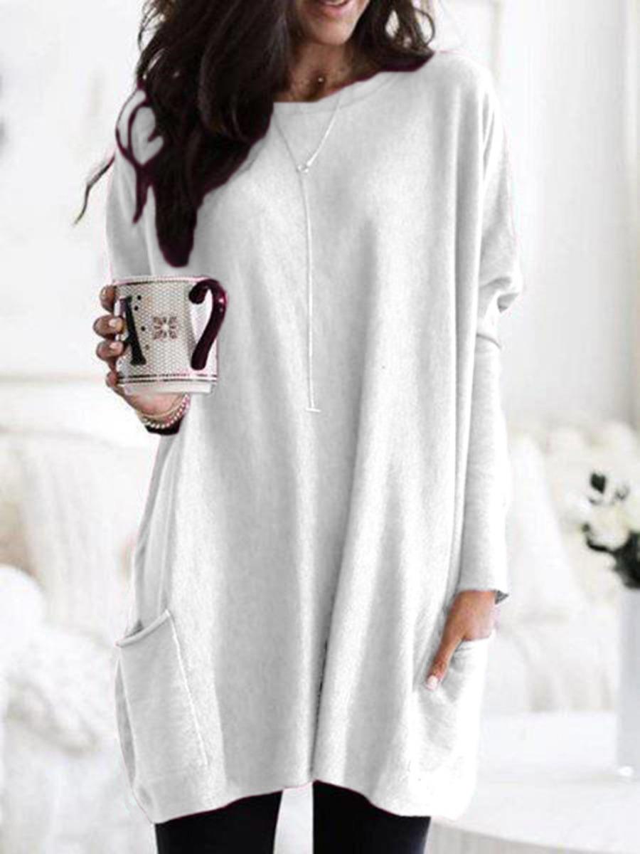 

Новая осенняя повседневная футболка с длинными рукавами и карманом для женской одежды 3XL белый