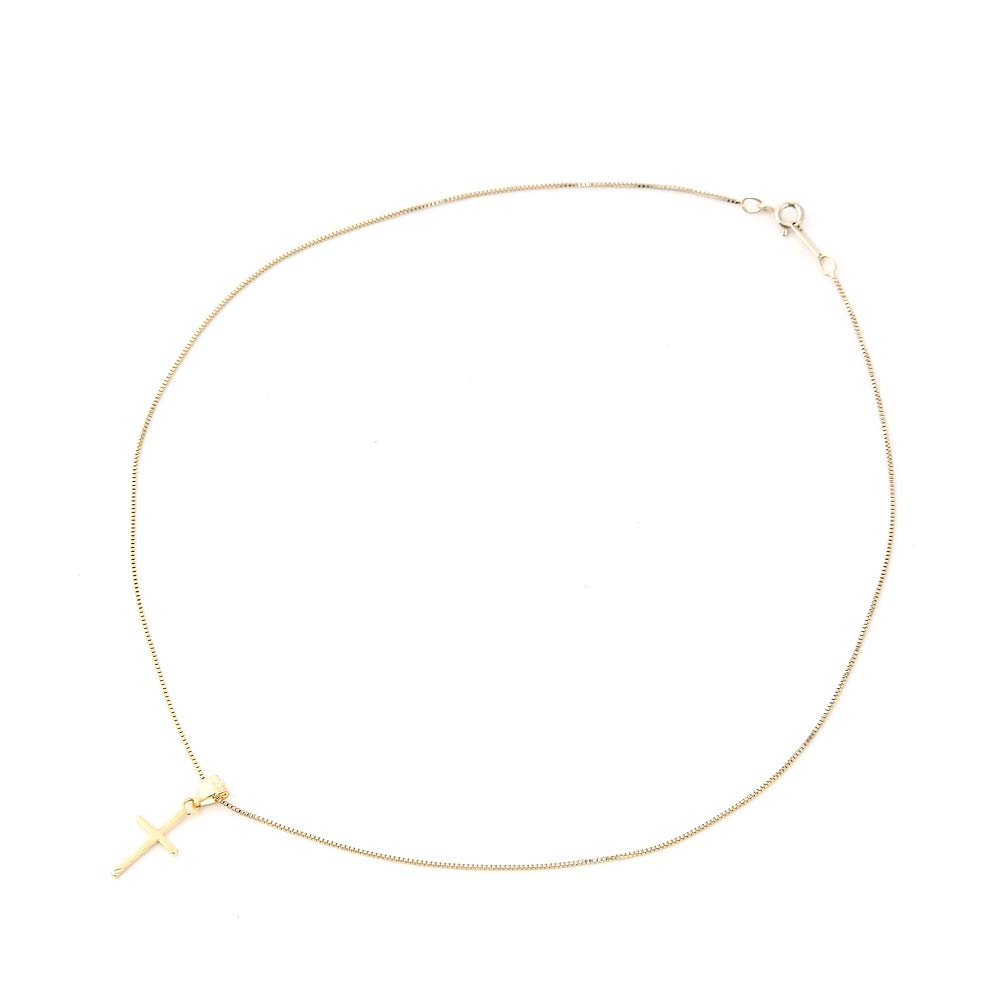 Shop and Necklace Venetian Chain Silver 925 K18 Coating Gold Metal Cross sv04 G 45cm cross [Jewelry M] Men's Women's