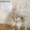Transparent Transparent PVC Handbag Single Stem Water Proof Rose Flower Bouquet Bag Hand-held Design Fresh Flower