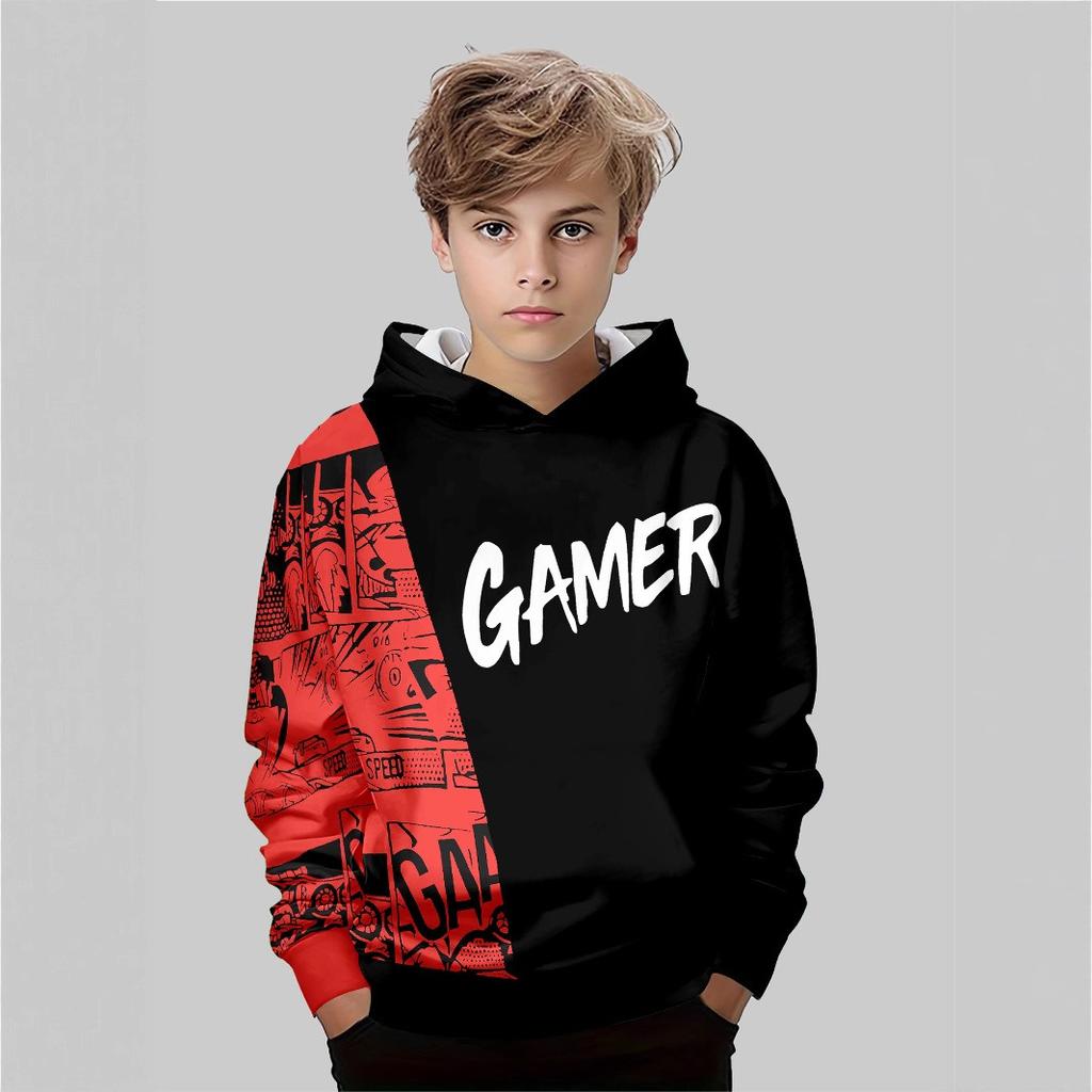 Autumn 3D Printed Hoodies Fashionable Casual Sports Long Sleeved Children's Boy Hooded Sweatshirts