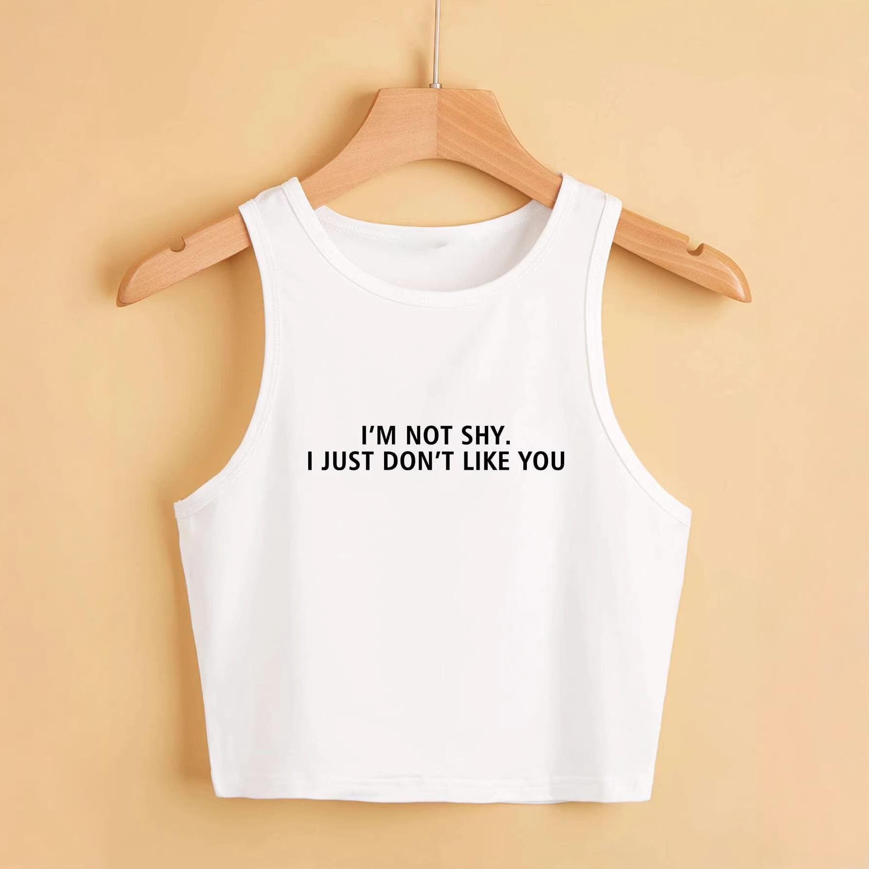 European Spicy Girl Women s Spring-Summer Street Style Letter Print Cropped Slim Vest Small белый