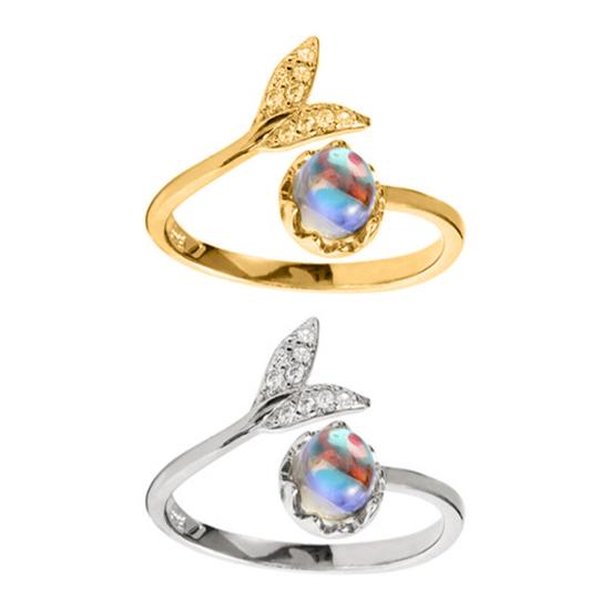 Pierścionek damski kreatywny kształt nierdzewny pierścionek otwarty ogon ryby dla dziewczyny