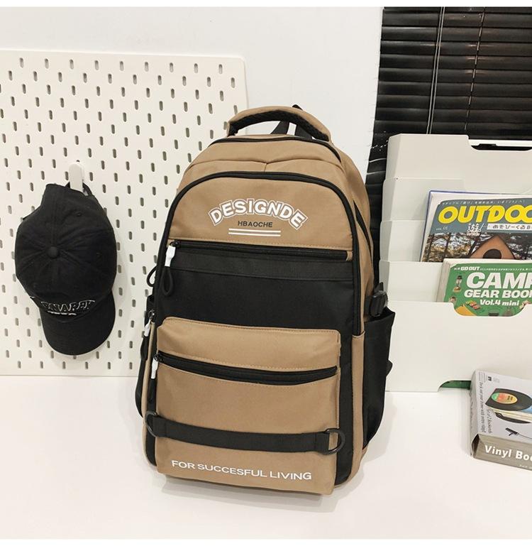 

Новый тренд Рюкзак Контрастный цвет Модный рюкзак Путешествия и досуг Большая вместимость Рюкзак школьника средней школы Мода хаки