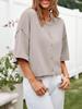Women's Cropped Button Down Cardigan Sweater Half Sleeve Lightweight Ribbed Knit Top