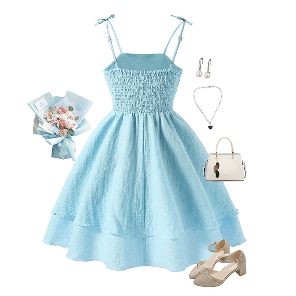 Barneklær om sommeren Cuhk Barn Sløyfe Slynge Prinsesse Motedress