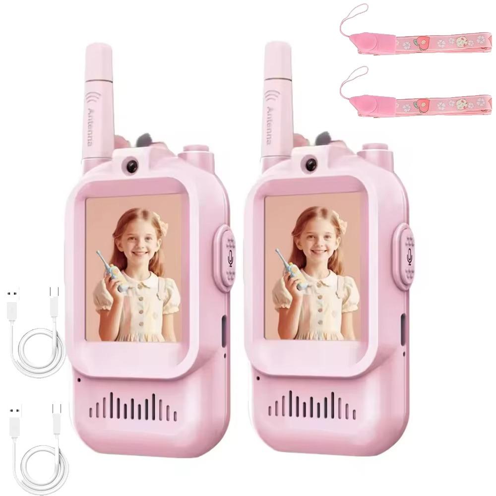 Long Range Children s Video Intercom HD Screen Wireless Intercom Toy Christmas Gifts розовый