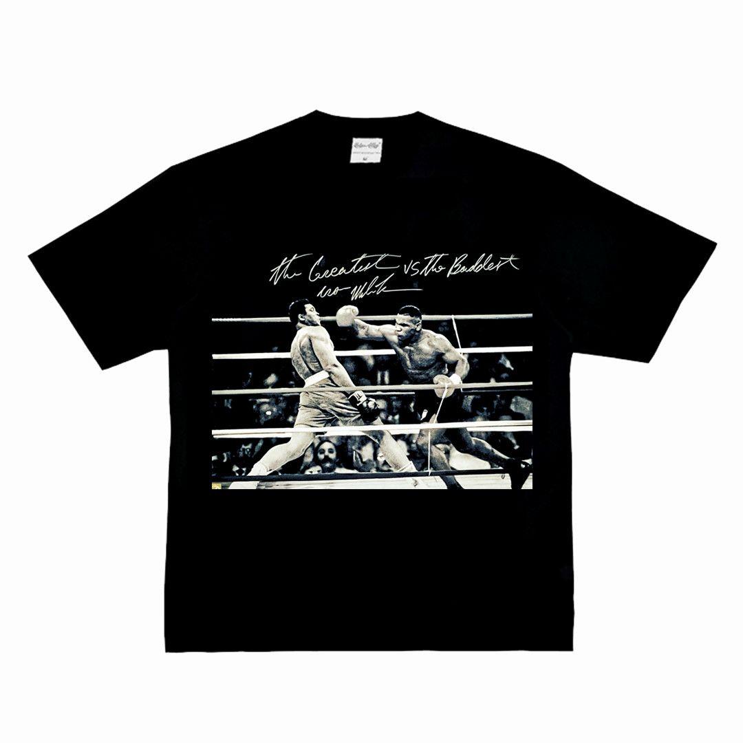 

Чемпіон з боксу Алі Тайсон позує для фото у бавовняній футболці з коротким рукавом в американському стилі з невеликим вирізом 4XL