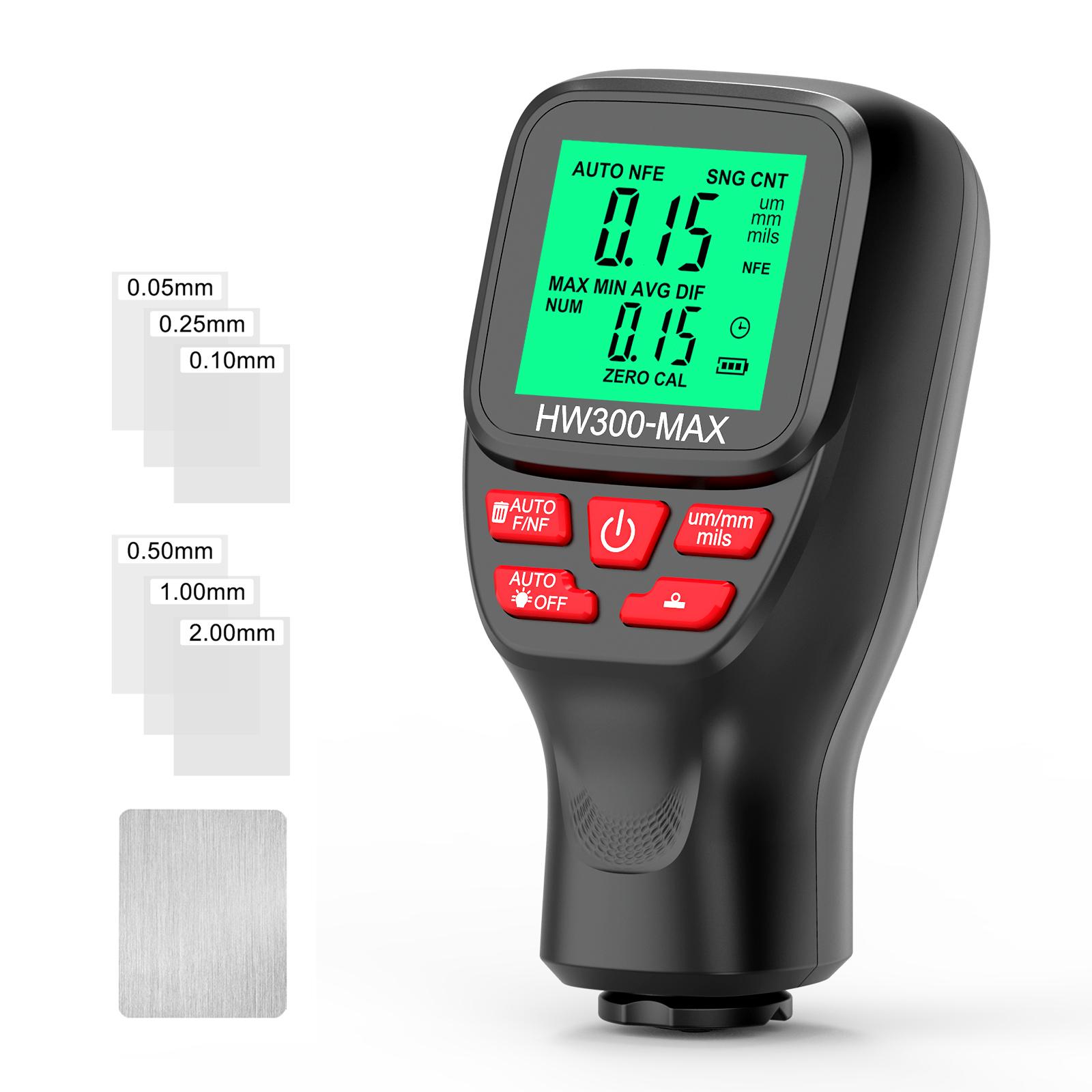 

Высокоточный тестер толщины автомобильной краски 0-2000um Толщиномер покрытия HW300-MAX Автоматический толщиномер автомобильной краски
