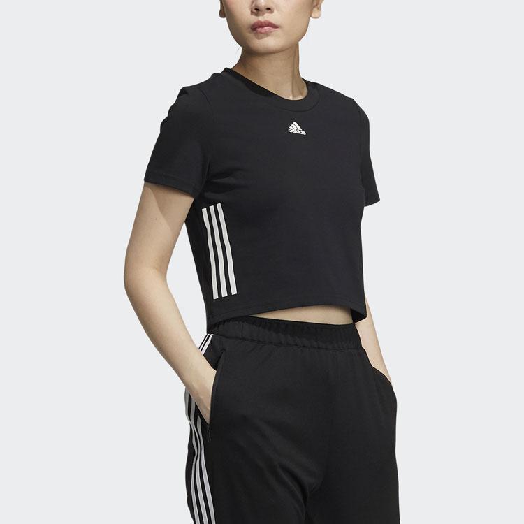 Adidas Atmos Collaboration Series Pattern Large Logo Sports Round Neck Short Sleeve T-Shirt Women Tops Black HF5116