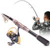Sougayilang Fishing Rod Carbon Telescopic Fishing Pole and Spinning Fishing Reel Combo