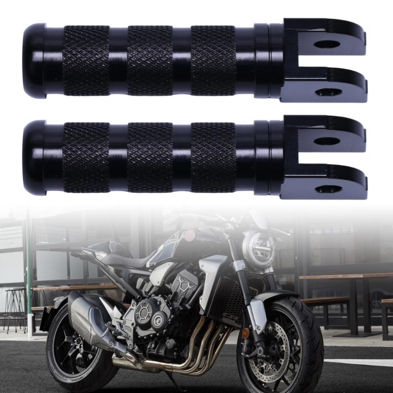 Knurled Motorcycle Foot Pegs with Forked Mounting-Hole End, Machined Aluminum Assembly for Replacement Projects