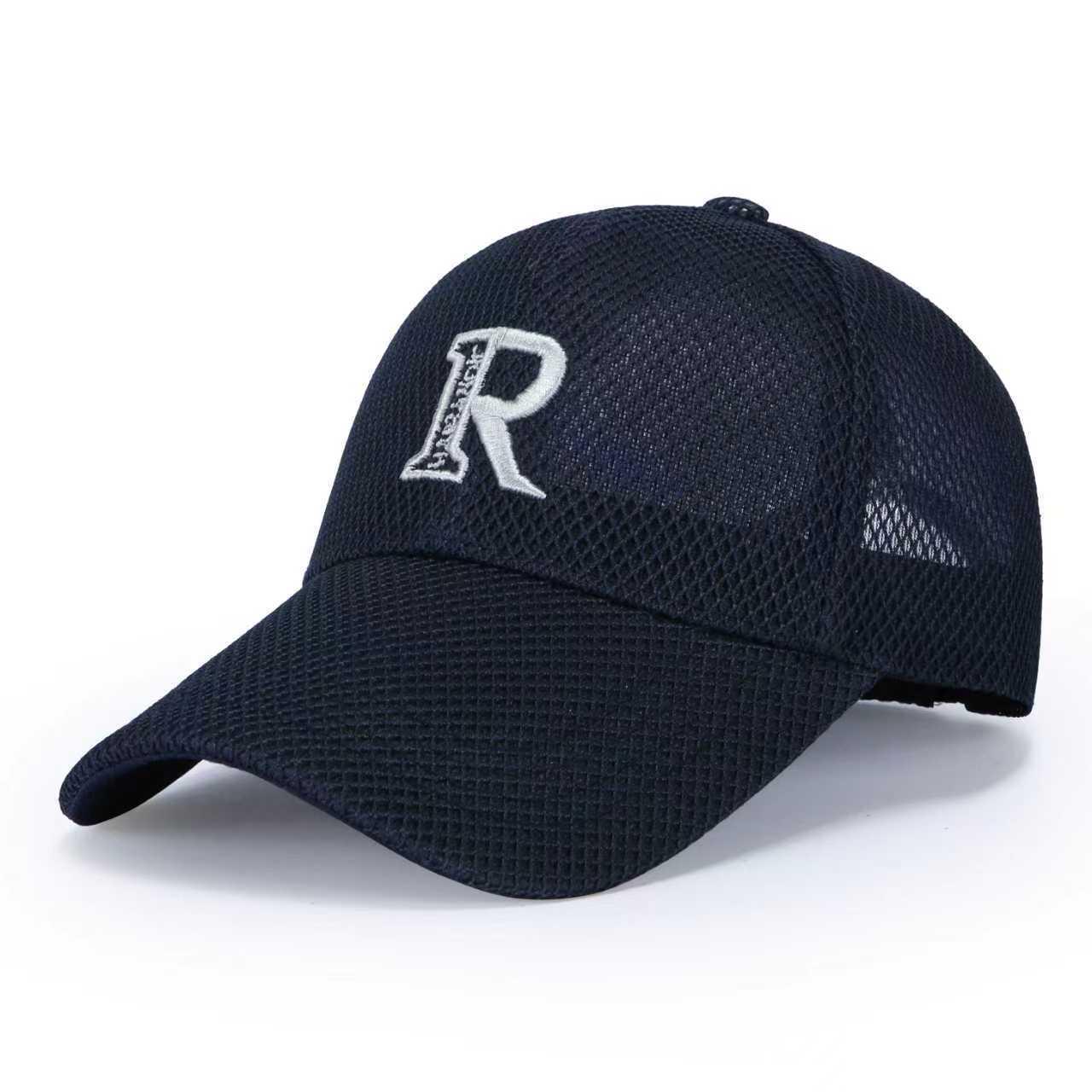 Baseballkappe mit Stickerei 'R' im koreanischen Stil, Sonnenschutz für Herren - Vielseitige Schirmmütze für Outdoor, Strand, Laufen und Angeln Adjustable blau