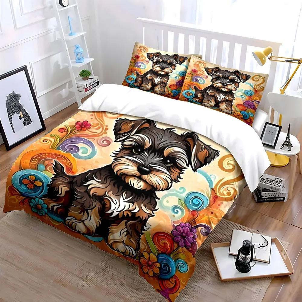 Colorful Dog Decor Set Soft Comfortable Duvet Cover Bedding Set Included 1*Duvet Cover & 2*Pillowcases gift