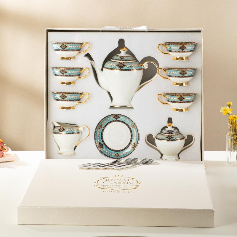 Bone China Coffee Cup And Saucer Set, Flower Teapot, Retro British Phnom Penh Afternoon Tea Cup, Black Tea Cup Gift Box.