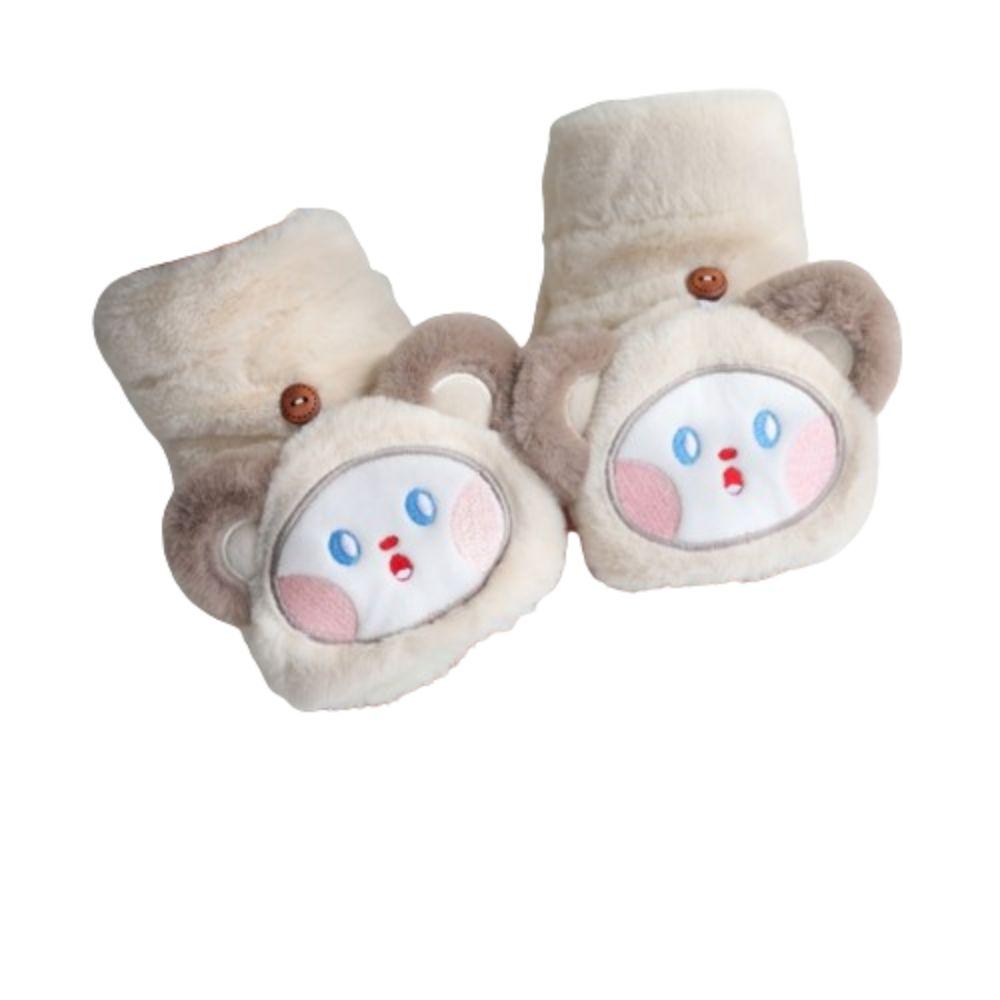 Cartoon Animals Children Gloves Flip Cover Plush Pig Gloves Fashion Cartoon Winter Gloves Winter'