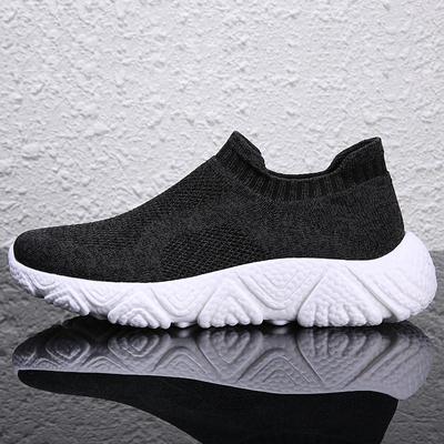 2025 Large Size Men's Shoes Popcorn Bottom Fly-woven Mesh Breathable Sports Running Shoes One-pedal Socks Men's Shoes