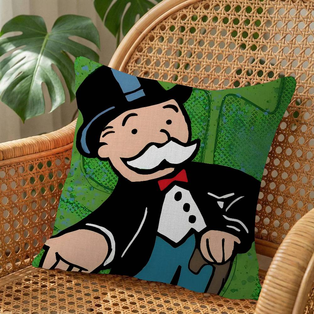 Cartoon M-Monopoly Dollar Money Pillow Cushion Cover Pillowcase Living Room Sofa Home Decor Customized