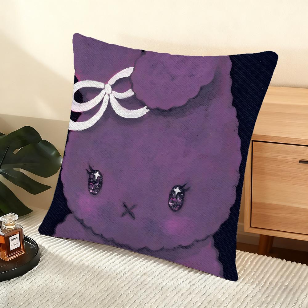 Cute Oil-Painted Small Animals Cushion Cover Silky Short Plush Home Sofa Cushion Cover - Invisible Zipper Home Decoration