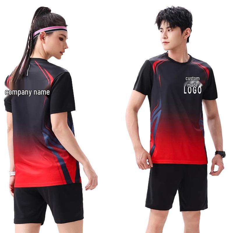 Unisex Quick-Dry Sports Suit: Breathable Short-Sleeve Set for Runners with Customizable Team Numbers
