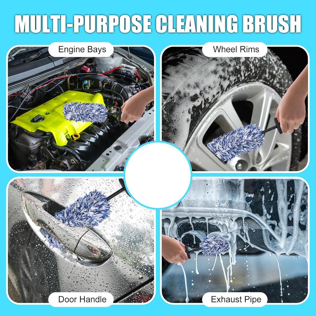 Car Cleaning Brush Rim Brush Wheel Cleaning Brush, Metal Free Soft Synthetic Wool Car Cleaning Brush, Highly Water Absorption Wheel Brush (Rim Brush)